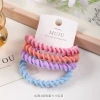 High-elasticity threaded hair tie at a great value, 4 clips of rubber bands, simple and basic style hair band headwear, high ponytail hair tie details Picture